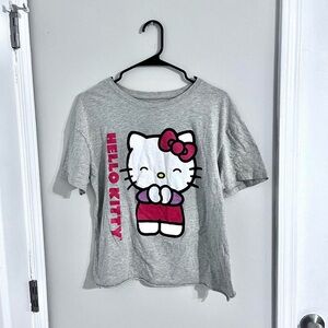 ✨20% Off Sale✨Hello Kitty y2k grey graphic semi crop tee